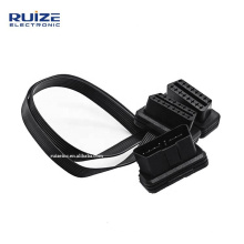 2 IN 1 flat obd2 16 pin male to dual female Y splitter elbow cable with good price